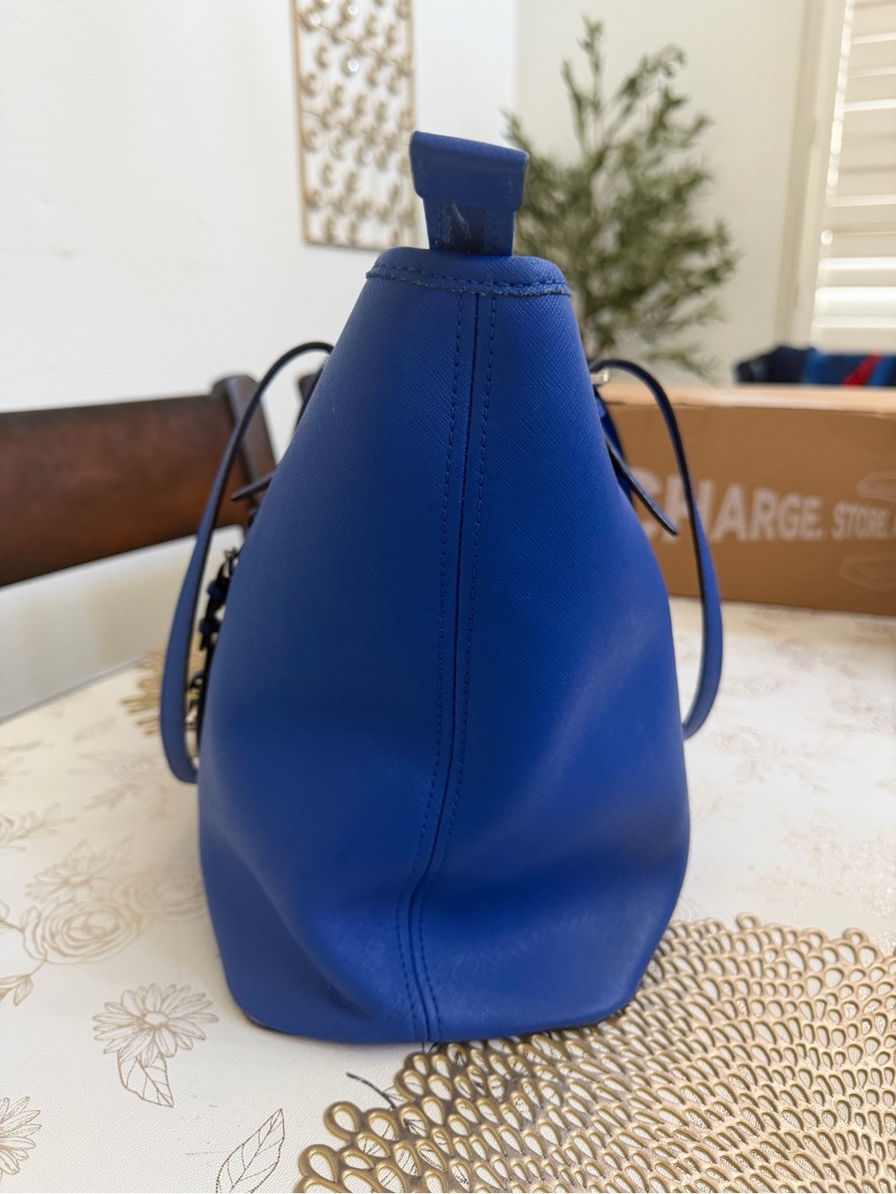 Michael Kors Saffiano Leather Tote Bag in Electric Royal Blue - Picture 5 of 11